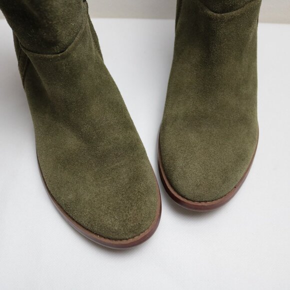 Adrienne Vittadini Fonzie Olive Western Suede Heeled Booties Size 8.5 - Picture 7 of 15